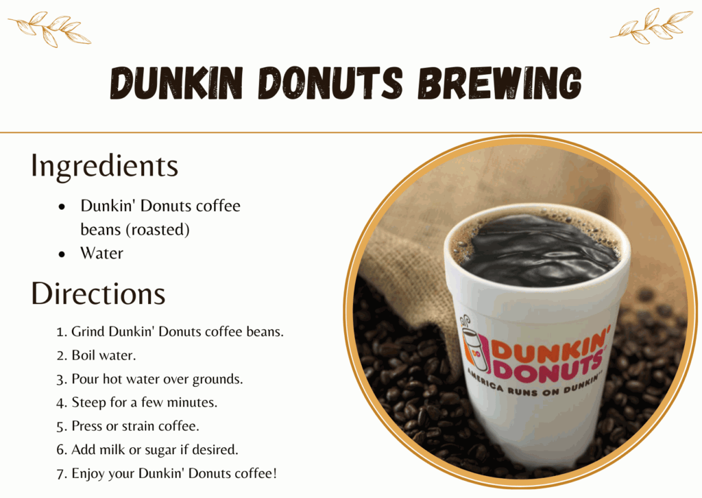 Dunkin Donuts coffee beans brewing recipe