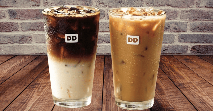 Two glasses of Dunkin Nitro coffee